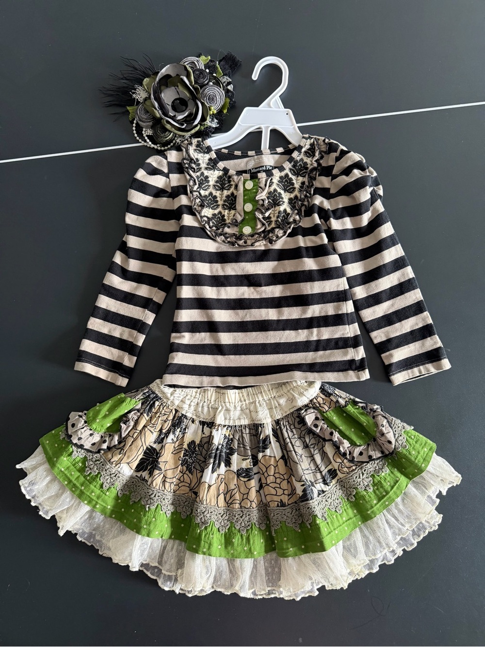 Mustard Pie size 3t outfit with headband